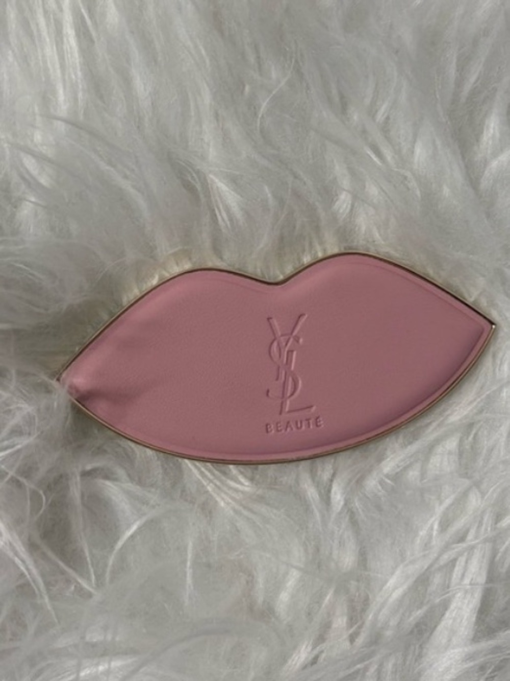 🆕🪞👄YSL - Yves Saint Laurent Pink leather small Lip Compact with YSL Logo